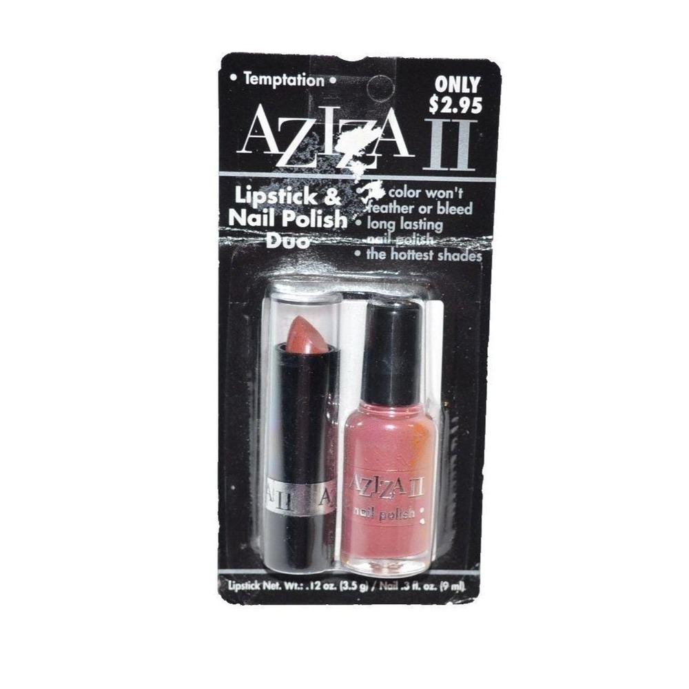Vtg Y2K Aziza II Lipstick & Nail Polish Duo Temptation Prop NOS New Old Stock